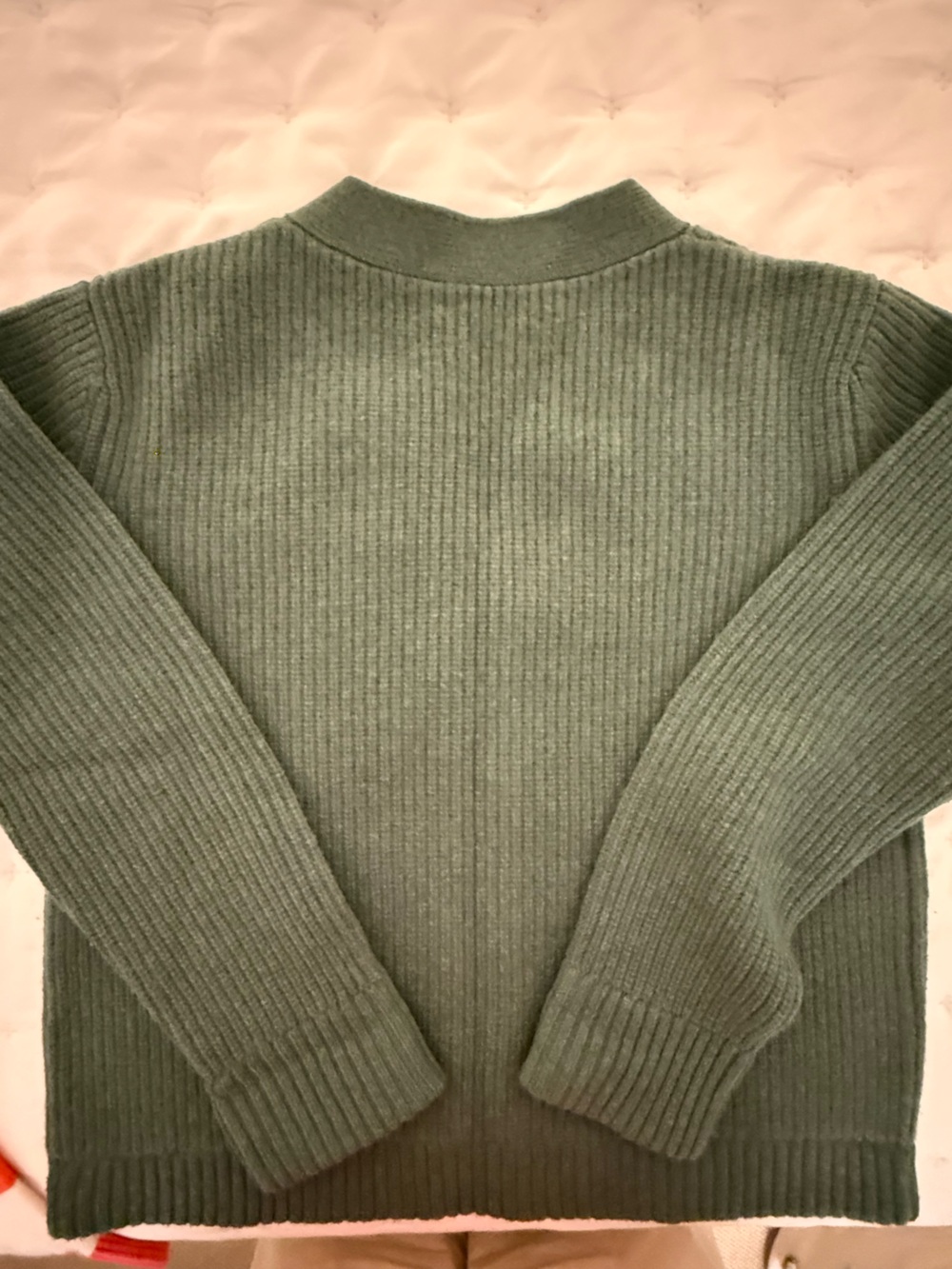Kule Ribbed V-Neck Button Cardigan - Green - Picture 6 of 6